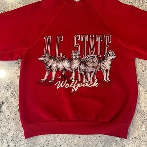 Vintage 1989 Discus Athletics N.C. State Wolfpack Red Crewneck Sweater